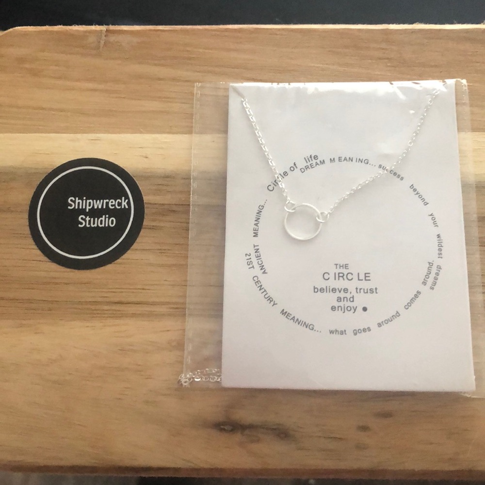 Silver Plated Circle Necklace New on Card